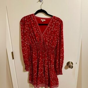 Red Max Studio dress, size small, lightly used—elegant and stylish!